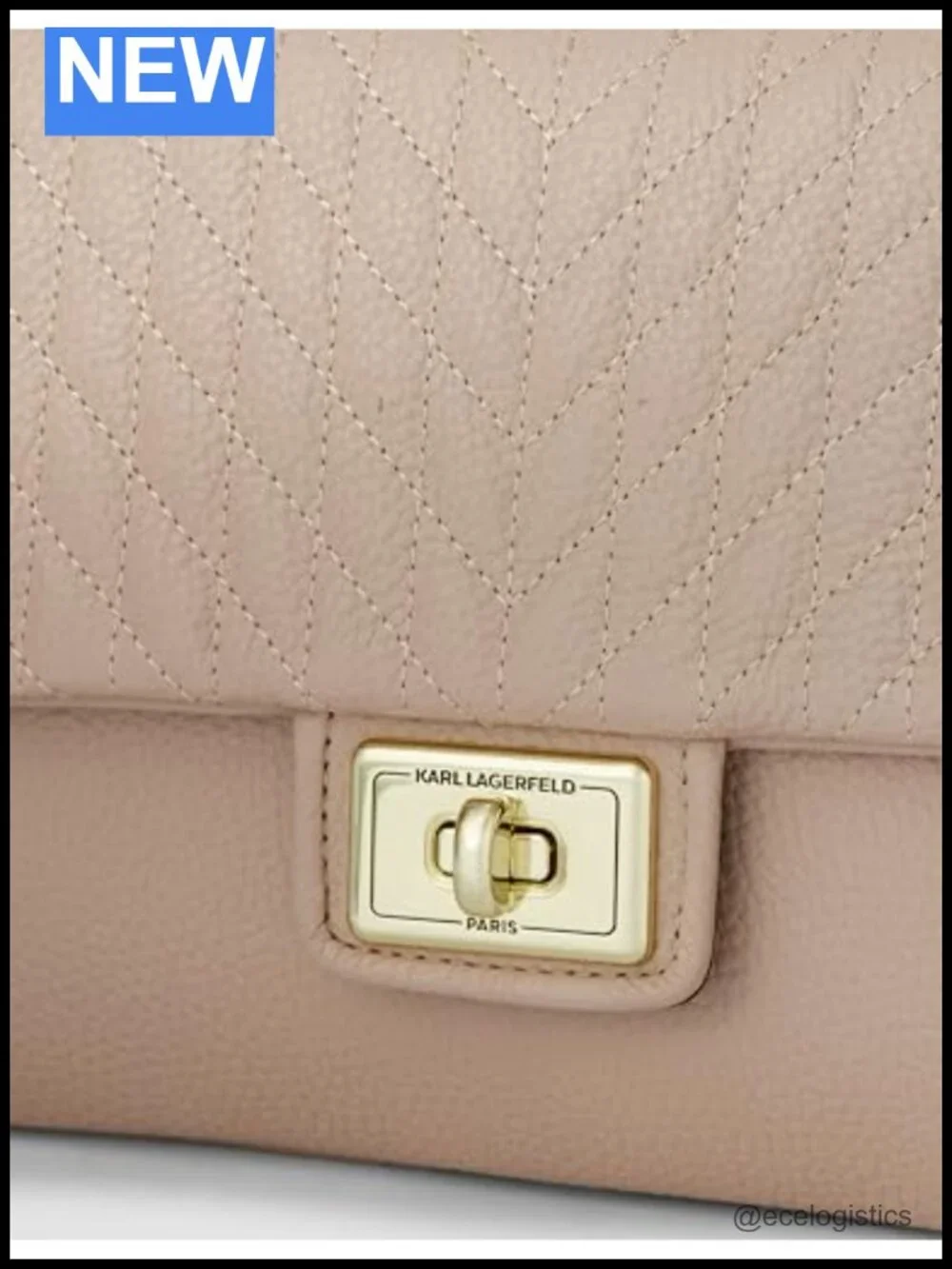 KARL LAGERFELD Shoulder Bag Pebble Leather Satchel Convertible Flap